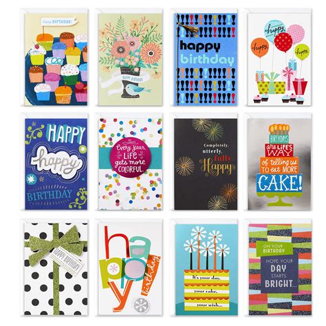 Hallmark Assorted Birthday Greeting Cards 12 Cards And Envelopes Buy