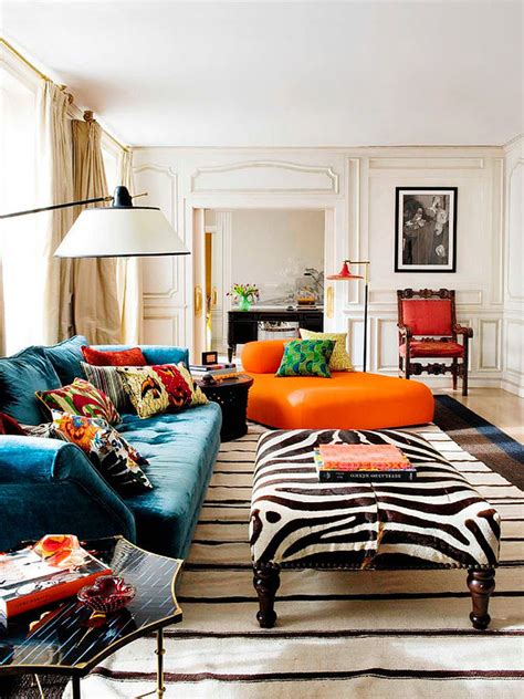 Bold Colorful Home Decor Inspiration Living Room Decorating Ideas Orange Chair Zebra