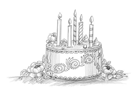 .cakes images, happy birthday cake with name editor, personalized birthday cake with names to send happy birthday wishes for friends, family members & loved ones via birthdaycake24.com. Happy Birthday Decorative Cake with Candles Line Sketch - Download Free Vectors, Clipart ...