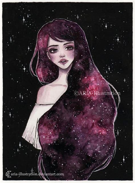 Day10 Inktober Galaxy Hair Series 24 By Aria Illustration Galaxy