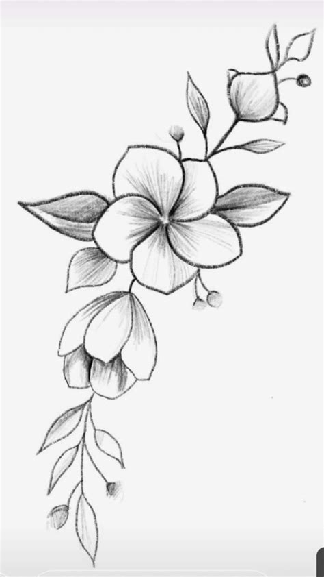 Tatuagem Flower Art Drawing Line Art Drawings Pencil Drawings Of