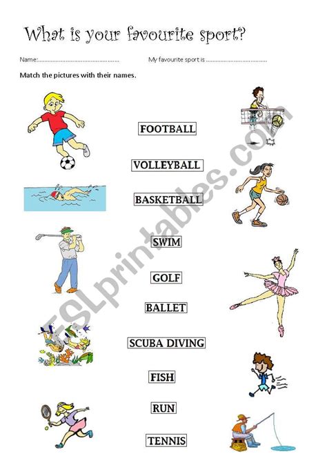 English Worksheets What Is Your Favourite Sport