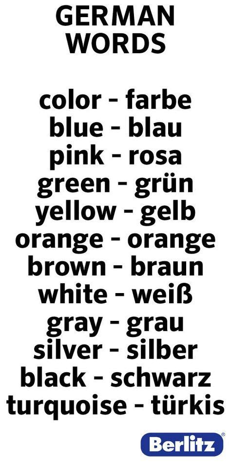 German Words Colors Aprender Alemão Palavras Em Alemão Idioma Alemão