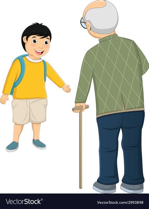 Kid And Old Man Royalty Free Vector Image Vectorstock