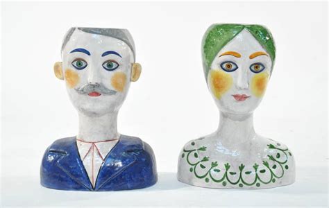 Pair Of Mid Century Horchow Italian Ceramic Bust Vases At 1stdibs Human