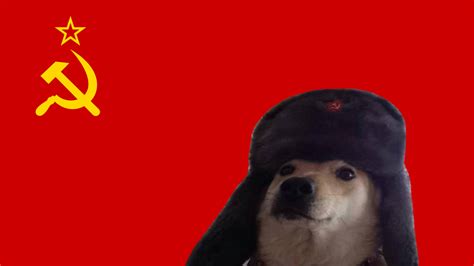 Communist Doge Admires Flag Pics