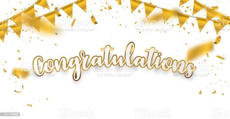 Congratulations Gold Celebration Background With Confetti Stock