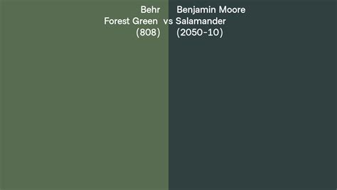 Behr Forest Green 808 Vs Benjamin Moore Salamander 2050 10 Side By