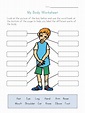 Body Parts Worksheet for Kids