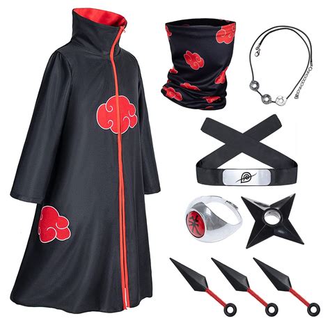 Buy Qandw 9 Piece Set Unisex Anime Naruto Akatsuki Itachi Cosplay Costume