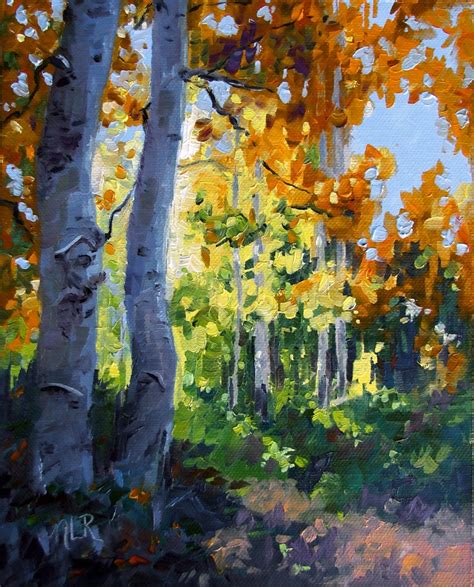 Original Autumn Aspen Tree Oil Painting Sierras Radiant Aspens 8 X
