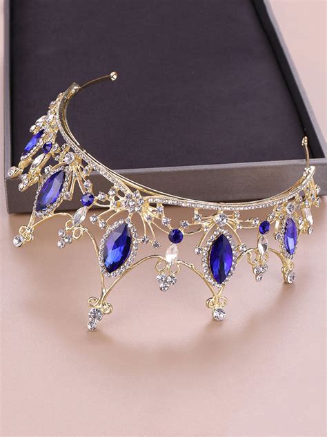 Blue Wedding Tiara Rhinestones Bridal Hair Accessories