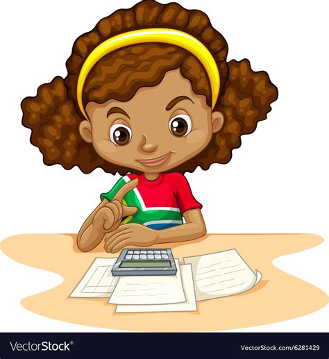 Little Girl Using Calculator Royalty Free Vector Image