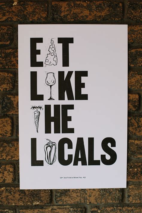 Eat Like The Locals Letterpress And Linocut Print Etsy