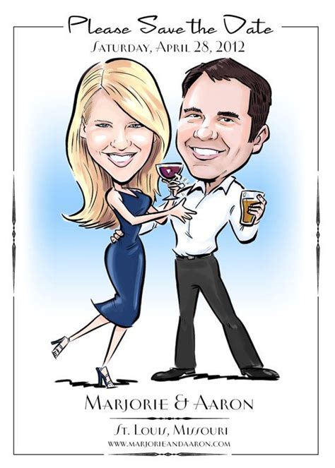 It changes photo into cartoon caricature that lets you create your own and your friends comic like cartoon caricatures picture. Custom made caricature portrait wedding save the date. | Wedding caricature, Wedding saving ...