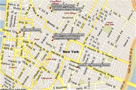 Soho Little Italy Chinatown New York City Attractions Map Find The