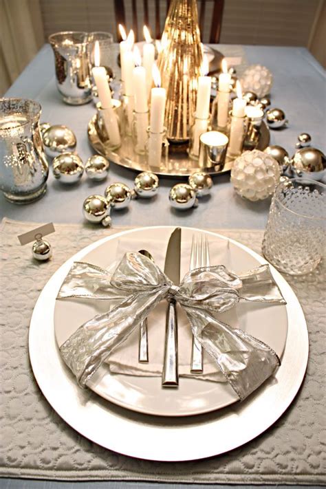 Picture Of A Bright Metallic Christmas Tablescape With