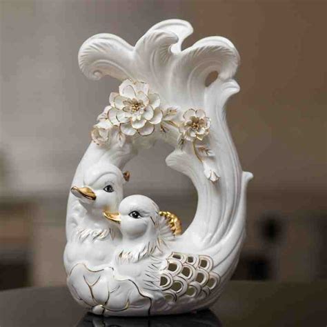 Classic Creative Ceramic Mandarin Ducks Porcelain Love Birds Ornament