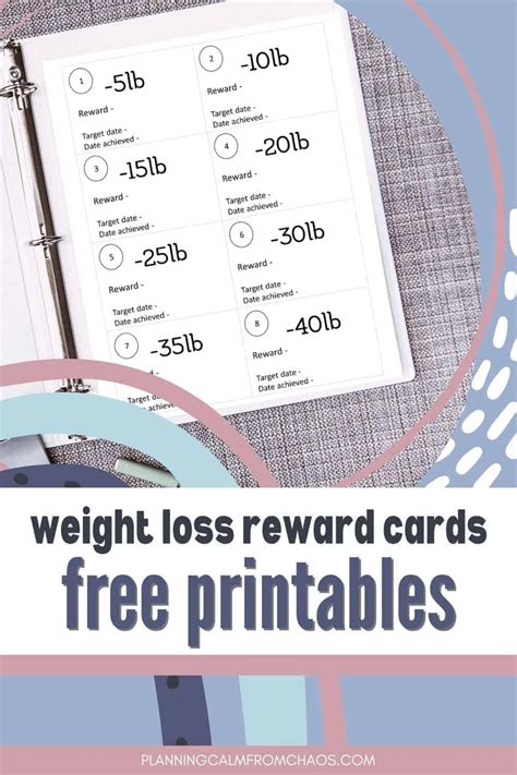 Free Weight Loss Reward Printable Cards Planning Calm From Chaos