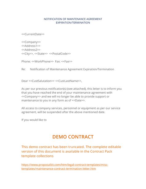 This business contract termination letter template is meant to provide general guidelines and should be used as a reference. Maintenance Contract Termination Letter - 3 Easy Steps