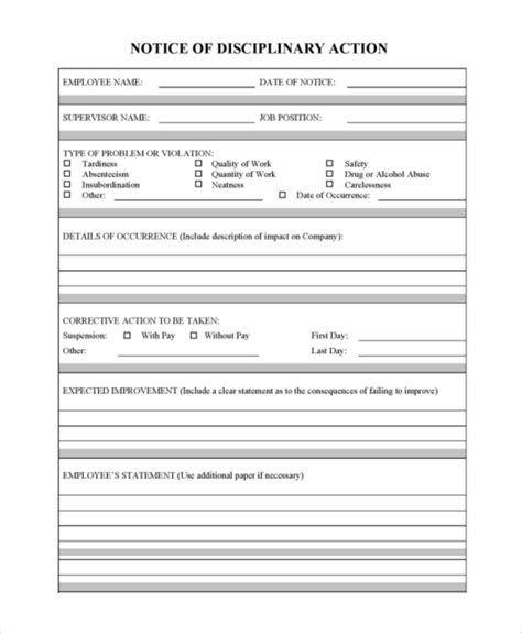 Free 8 Sample Disciplinary Action Forms In Pdf Ms Word