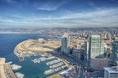 Vista Aérea De Beirut Líbano Ciudad Scape De La Ciudad De Beirut