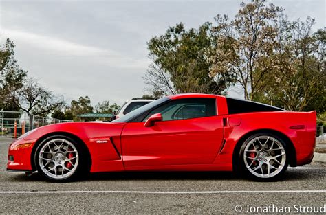 Red Corvette Z06 On Hre P40sc Conical In Brush Tinted 6speedonline