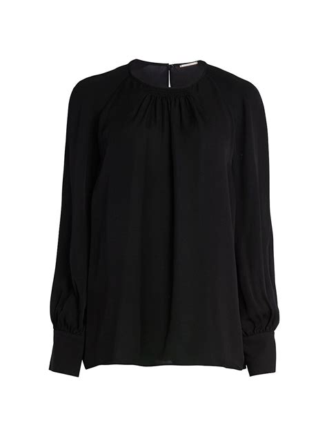 buy elie tahari eliza pleated silk blouse black at 75 off editorialist