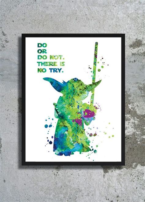Yoda Star Wars Watercolor Art Print Master Yoda Quote Jedi Poster Star