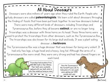 Close Reading Passages Dinosaurs Theme Comprehension By Aylin Claahsen
