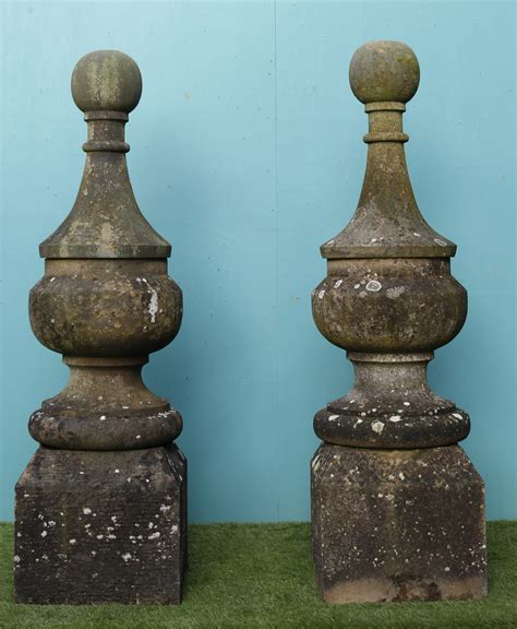 A Pair of Reclaimed Antique Stone Gate Pier Finials - UK Heritage