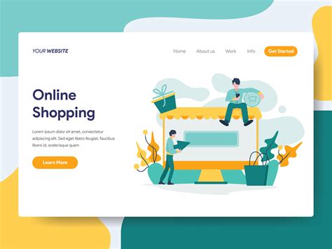 Landing Page Template Of Online Shopping Illustration Concept Modern