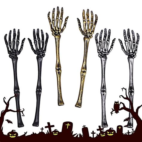 1pair Halloween Fake Skeleton Hands Bone Arm Scary Human Hand Zombie