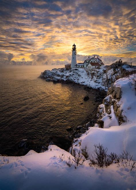 Portland Maine Lighthouse Pictures Beautiful Lighthouse Winter Scenery