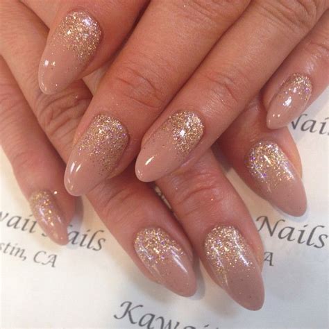 Beige And Gold Glitter Ombre Stiletto Nails From Kawaii Nails Ombre Nails Glitter Nail Art