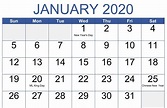 Free January 2020 Printable Calendar With Holidays - Calendar School