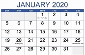 Free January 2020 Printable Calendar With Holidays - Calendar School