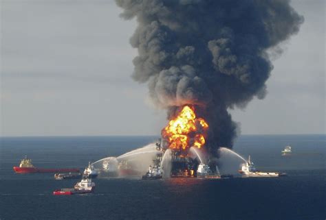 An oil pipeline fire in the gulf of mexico was reportedly brought under control and extinguished after a hellish scene of massive flames erupting directly in an eerie scene, ships poured fountains of water onto the flaming gulf. Counting the Costs: BP Gulf of Mexico Oil Spill