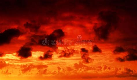 Fire In The Sky Flaming Red Fire In The Sky Cloudscape Background