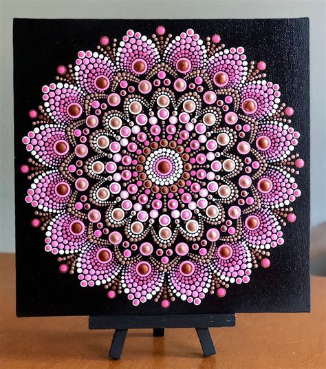 Painting Acrylic Art And Collectibles Lotus Dot Mandala Painting Bright