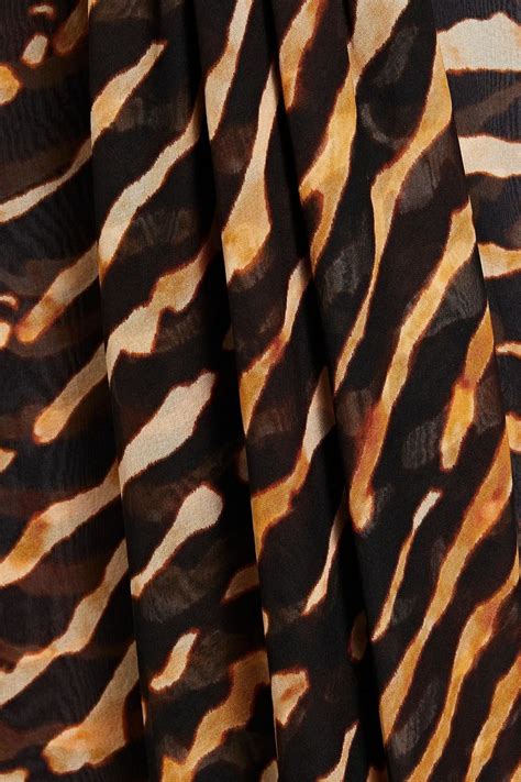 TOM FORD Gathered Tiger Print Silk Chiffon Maxi Dress Sale Up To 70