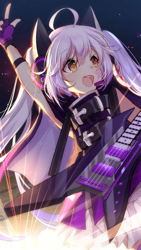 Download Hd Anime Phone Girl Playing Electric Guitar Wallpaper