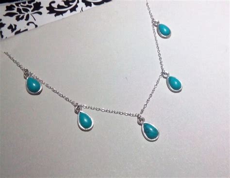 Sterling Silver Turquoise Choker Stunning Colour Dainty Etsy