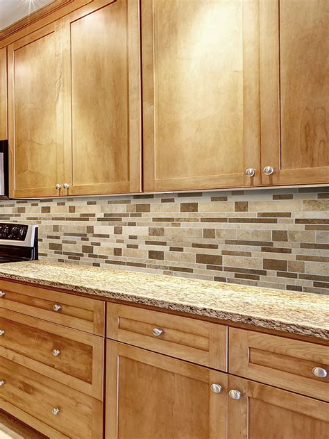 Travertine Subway Mix Backsplash Tile For Kitchen Bacskplash Area