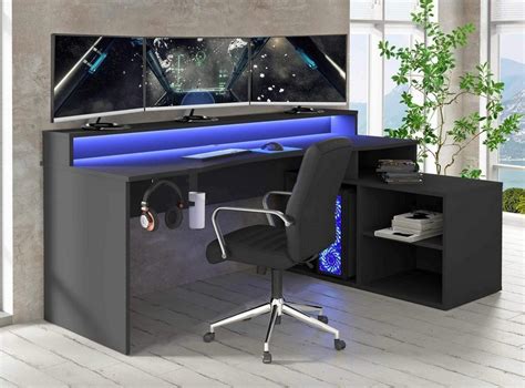 Forte Gamingtisch Tezaur 4b Gaming Desk Computertisch Mit Led
