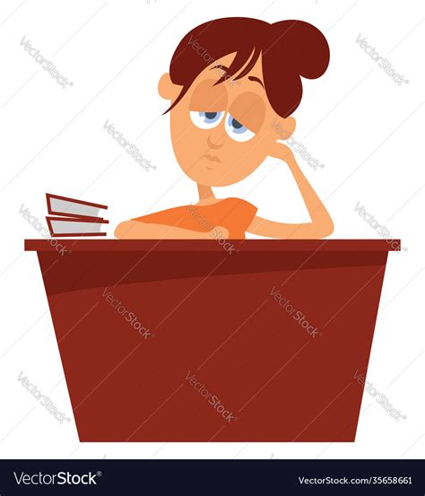 Bored Girl On White Background Royalty Free Vector Image