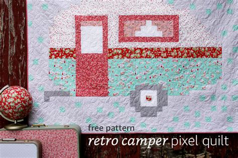 Retro Camper Pixel Quilt Pixel Quilting Retro Campers Camper Quilt