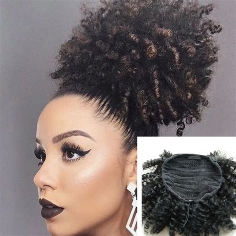 Afro Kinky Curly Weave Ponytail Hairstyles Clip Ins Natural Ponytails