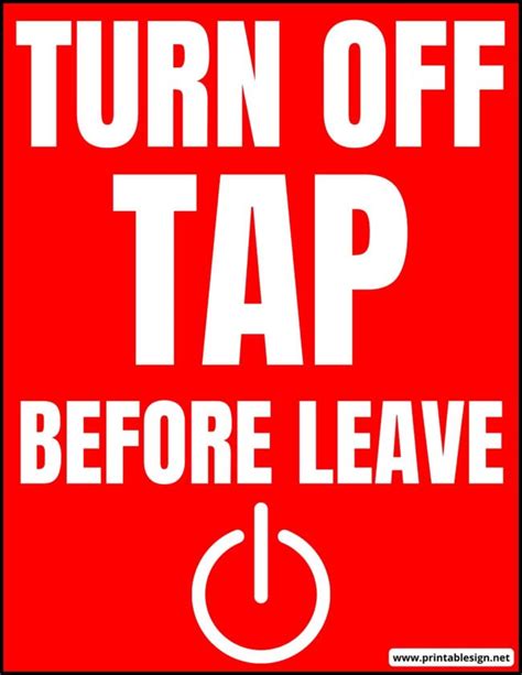 Turn Off Tap Signs Free Download