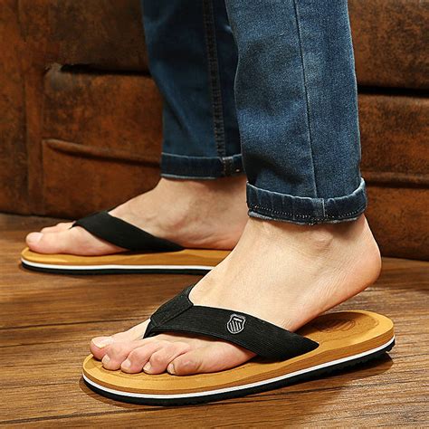 buy summer men s shoes flip flops for loose fitting men beach slippers rubber